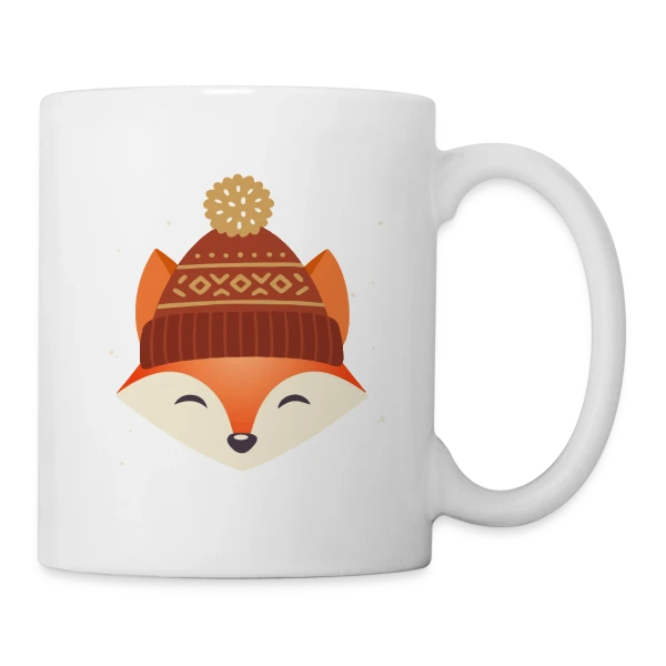 Renard Urbain au Bonnet Stylé sur Mug blanc