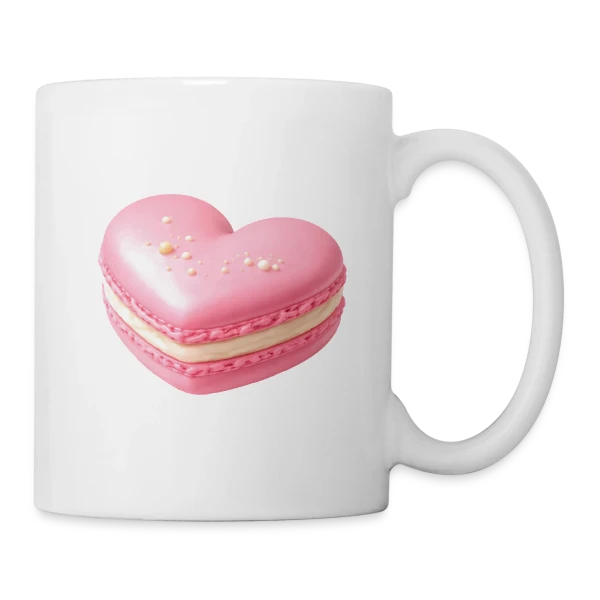 Macaron Cœur - Déclaration Gourmande sur Mug blanc