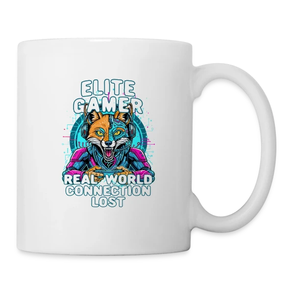 Élite Gamer : Connexion Fox Humour Geek sur Mug blanc