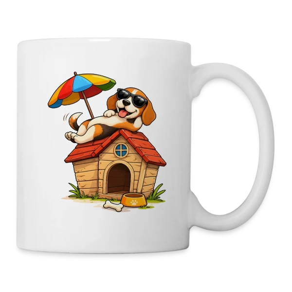 Chien Beagle en Vacances à la Maison sur Mug blanc