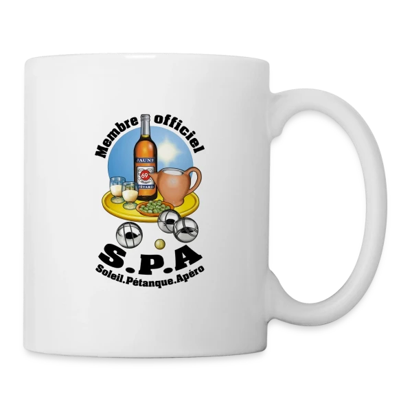 Club S.P.A : Soleil, Pétanque, Apéro ! sur Mug blanc