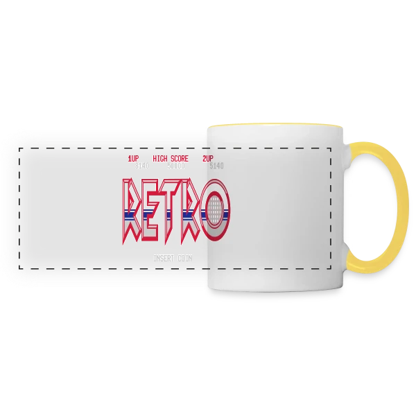 Design Rétro Abstraction Géométrique Vintage sur Mug panoramique contrasté et blanc