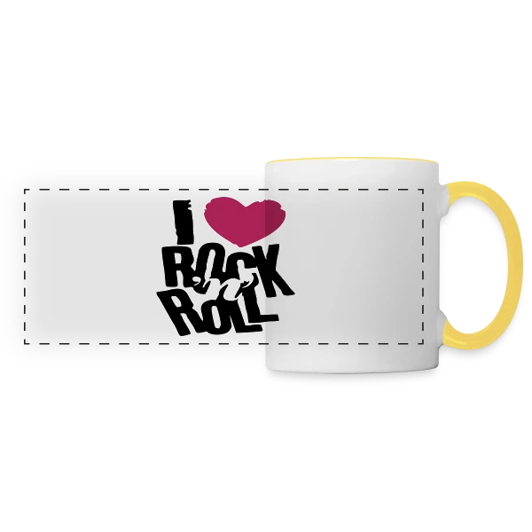J'aime le Rock'n'Roll sur Mug panoramique contrasté et blanc
