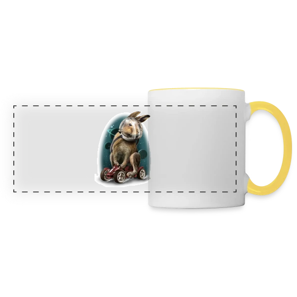 Lapin Racer Spatial sur Mug panoramique contrasté et blanc