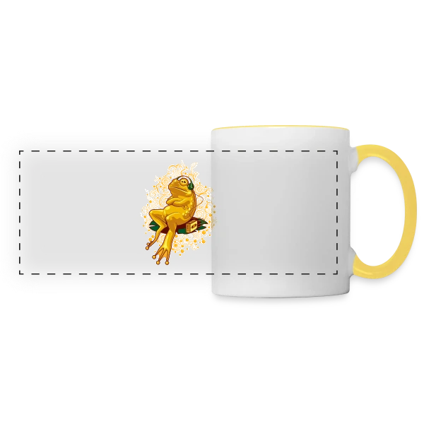 Grenouille Relax : Mode Cassette sur Mug panoramique contrasté et blanc