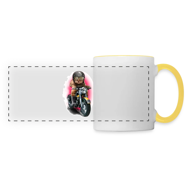 Chat Motard : L'Esprit Libre sur Mug panoramique contrasté et blanc