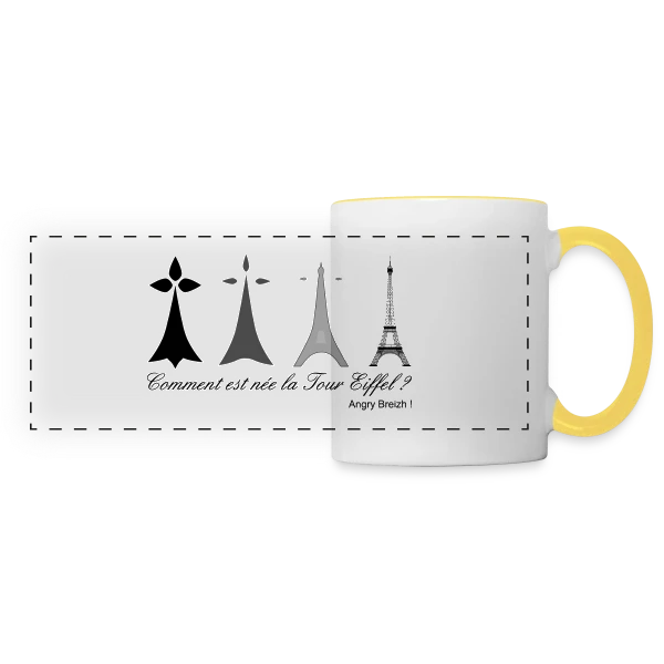 Évolution Tour Eiffel Bretonne sur Mug panoramique contrasté et blanc