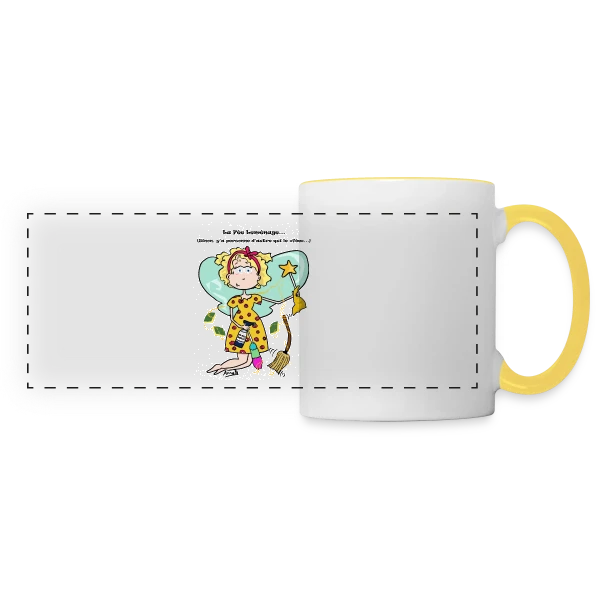 Fée du Ménage sur Mug panoramique contrasté et blanc