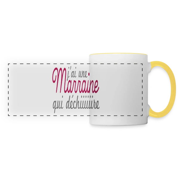 Marraine qui déchire sur Mug panoramique contrasté et blanc