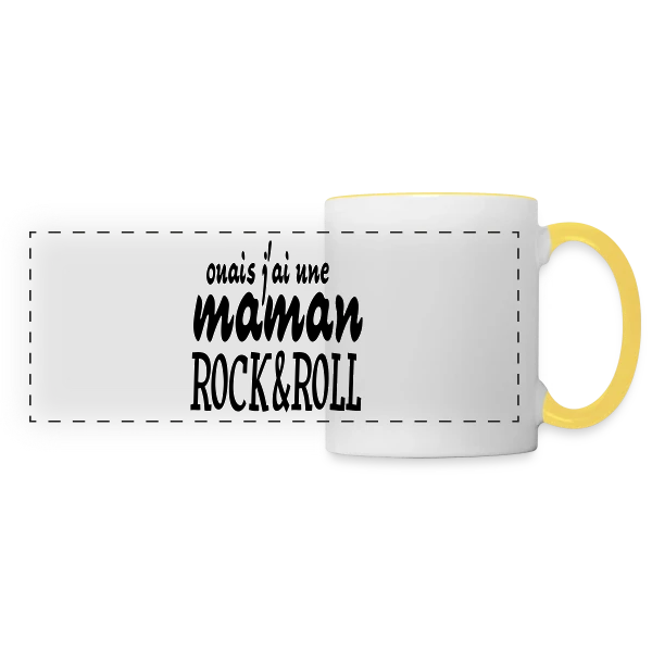Maman Rock'n'Roll sur Mug panoramique contrasté et blanc