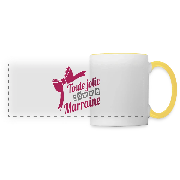 Ma Marraine Adorée, Toujours Jolie sur Mug panoramique contrasté et blanc