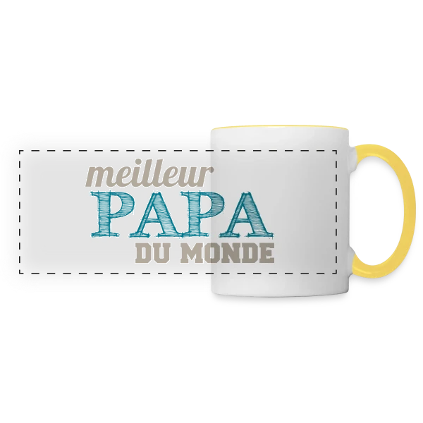 Le Meilleur Papa du Monde - Cadeau Fête des Pères Original sur Mug panoramique contrasté et blanc