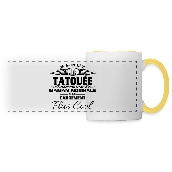 Maman Tatouée Tendance sur Mug panoramique contrasté et blanc