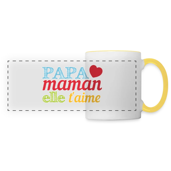 Bébé t'aime : Le message d'amour pour ma moitié sur Mug panoramique contrasté et blanc