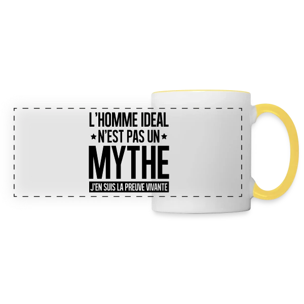 Homme Idéal : Le Mythe Rendu Réel sur Mug panoramique contrasté et blanc