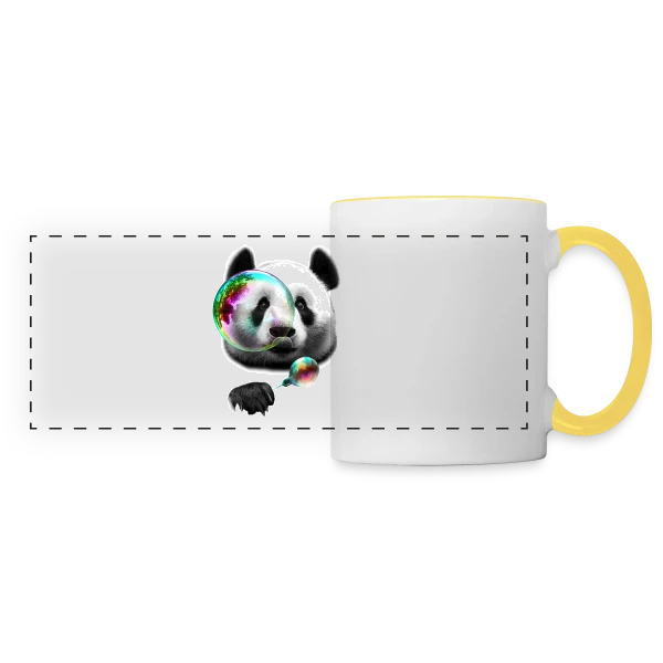 Panda Souffleur de Bulles sur Mug panoramique contrasté et blanc
