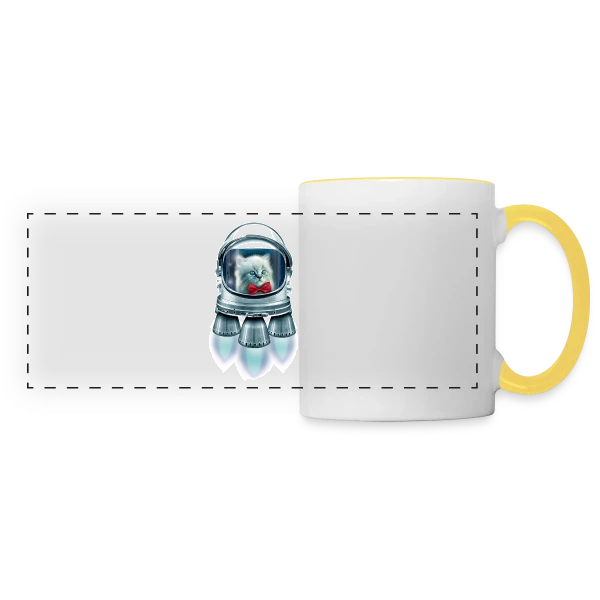 Chat Astronaute Élégant sur Mug panoramique contrasté et blanc