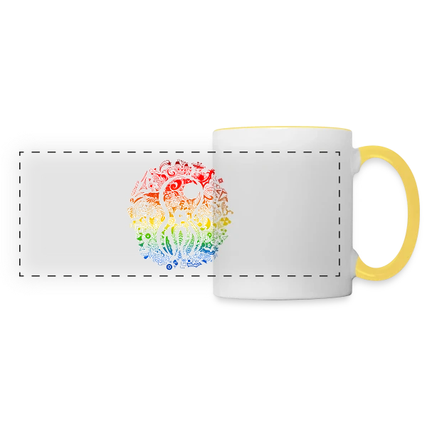 Poulpe Psychédélique sur Mug panoramique contrasté et blanc