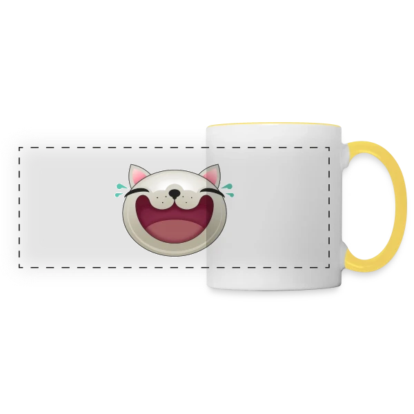 Chat Joyeux : Le Rieur Félin sur Mug panoramique contrasté et blanc