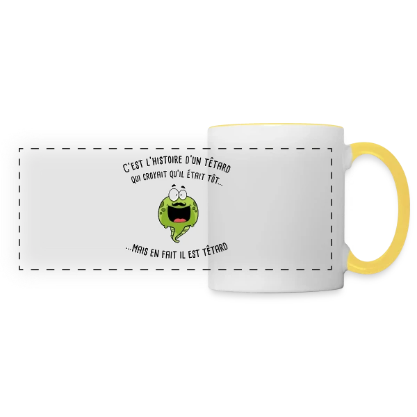 Le Têtard Blagueur sur Mug panoramique contrasté et blanc