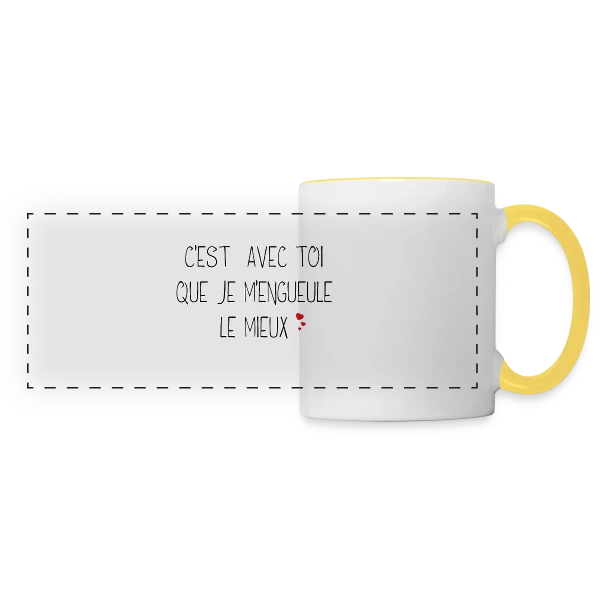 Humour Couple : C'est avec toi que je m'engueule le mieux sur Mug panoramique contrasté et blanc