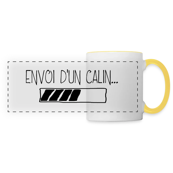 Câlin Virtuel à Envoyer sur Mug panoramique contrasté et blanc