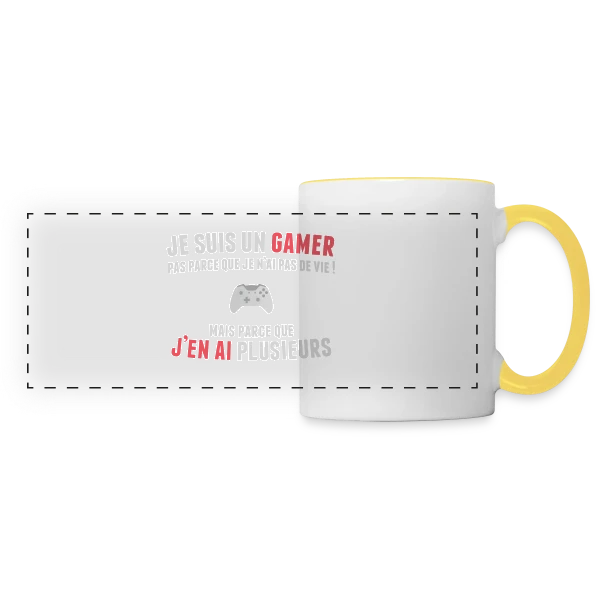 Gamer : Des Vies à Volonté sur Mug panoramique contrasté et blanc