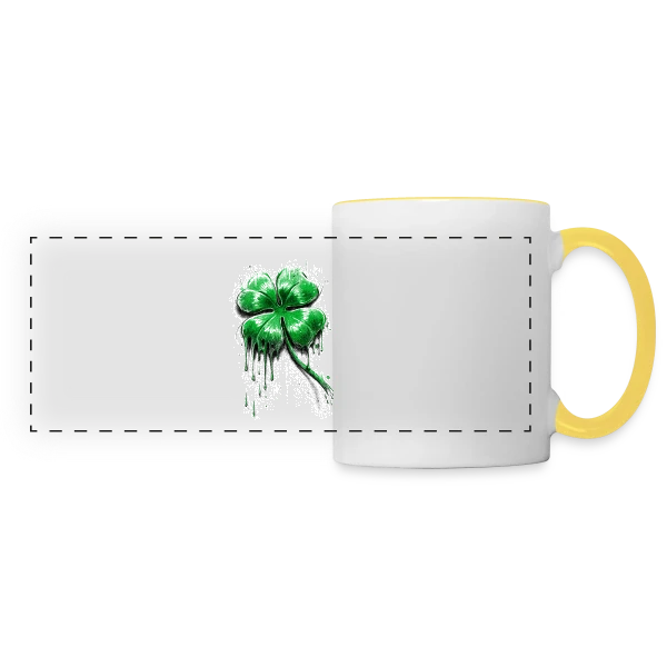 Trèfle Fondant : La Chance en Fusion sur Mug panoramique contrasté et blanc