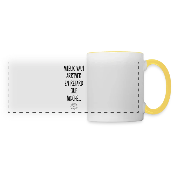 Ma Spécialité : Le Retard sur Mug panoramique contrasté et blanc