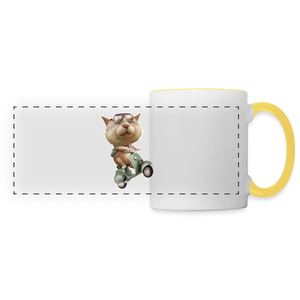 Chat en Cavale sur Mug panoramique contrasté et blanc