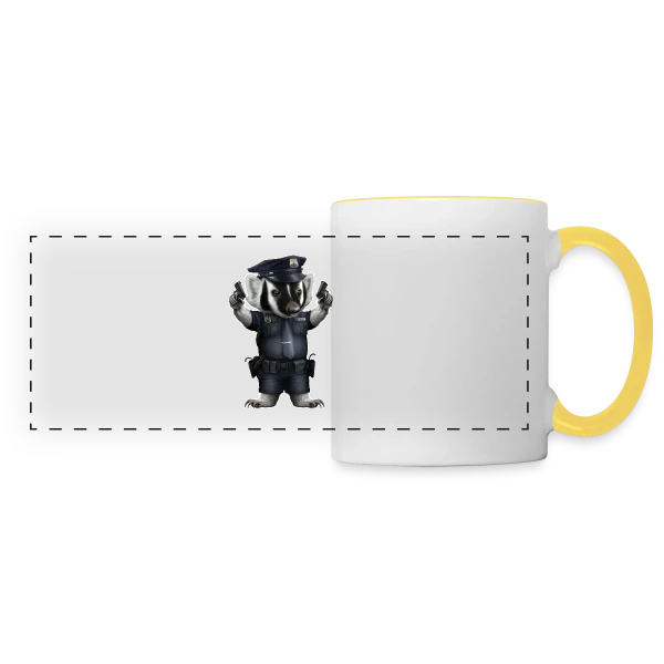 Blaireau Police sur Mug panoramique contrasté et blanc