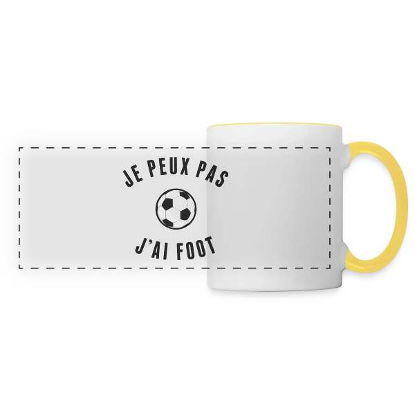 "Je Peux Pas, J'ai Foot" - L'Excuse Parfaite sur Mug panoramique contrasté et blanc