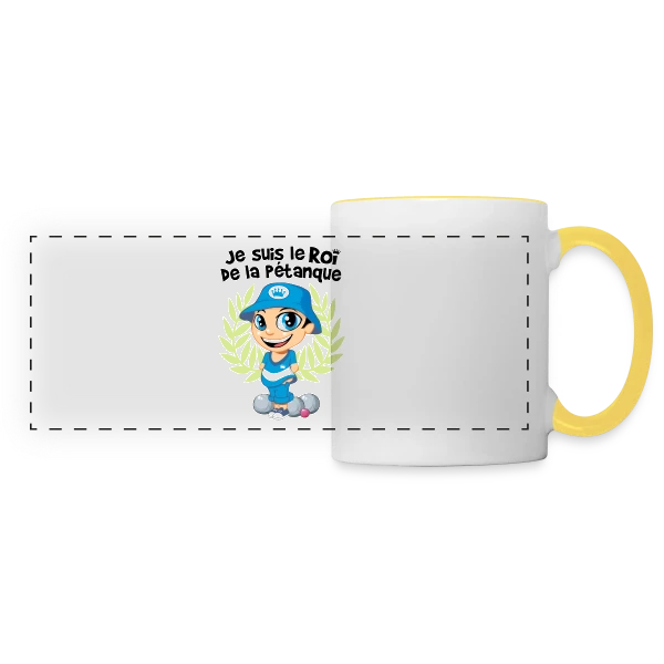 Roi de la pétanque sur Mug panoramique contrasté et blanc