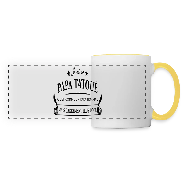 Super Papa Tatoué sur Mug panoramique contrasté et blanc