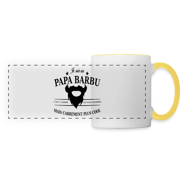 Papa Stylé Barbu sur Mug panoramique contrasté et blanc