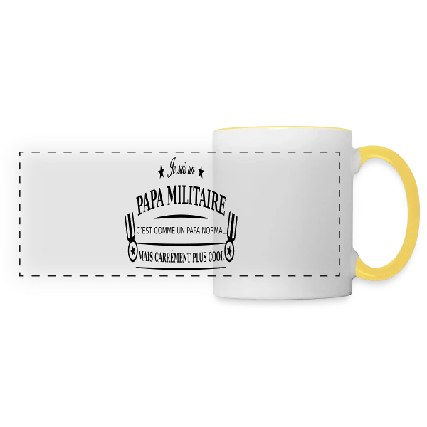 Papa Héro Militaire sur Mug panoramique contrasté et blanc