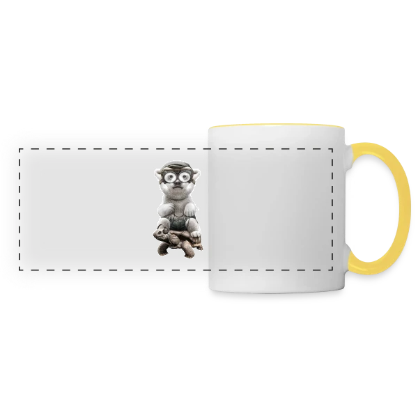 Tortue Polaire Aventureuse sur Mug panoramique contrasté et blanc