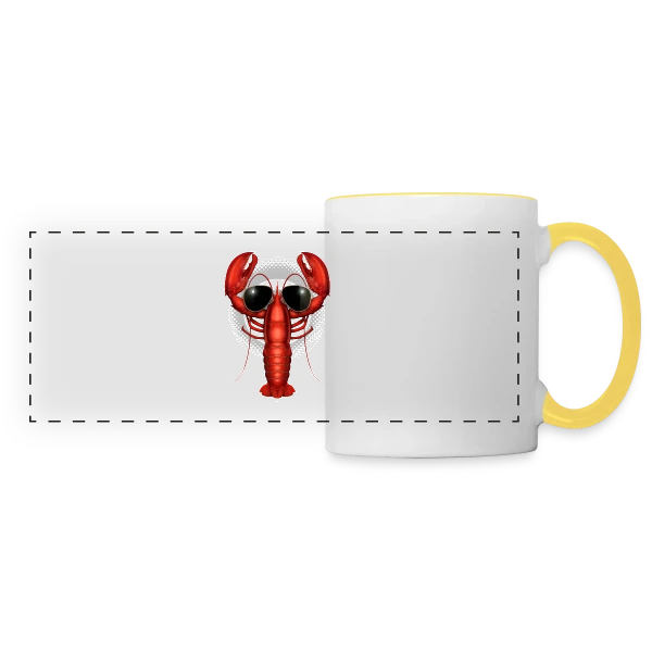 Homard Stylé sur Mug panoramique contrasté et blanc