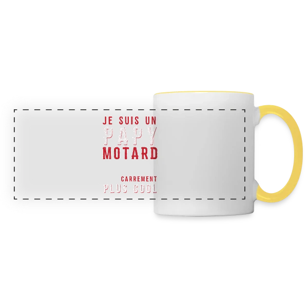 Papy Motard : Carrément Plus Cool ! sur Mug panoramique contrasté et blanc