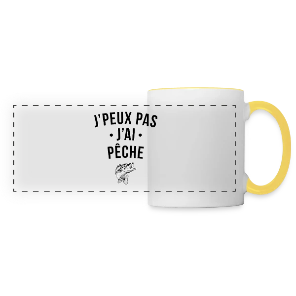 J'peux Pas, J'ai Pêche ! sur Mug panoramique contrasté et blanc