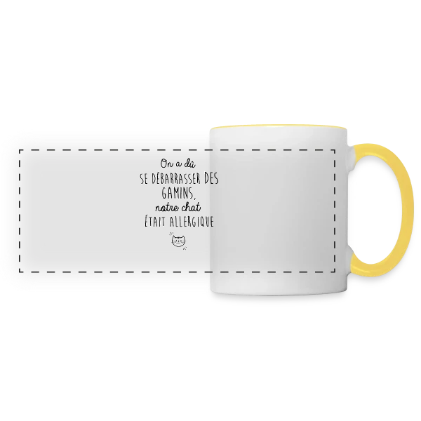 Humour : Mon Chat Est Allergique sur Mug panoramique contrasté et blanc