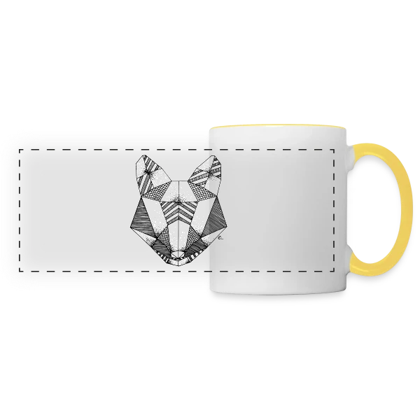 Renard Origami : Art Géométrique Nature sur Mug panoramique contrasté et blanc