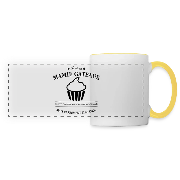 Mamie Gâteaux d'Amour sur Mug panoramique contrasté et blanc
