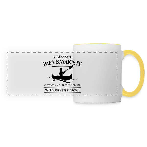Papa Kayakiste Passionné sur Mug panoramique contrasté et blanc