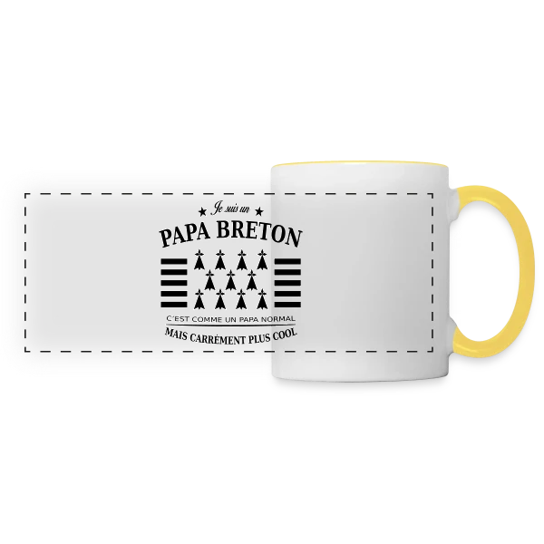Papa Breton Authentique sur Mug panoramique contrasté et blanc