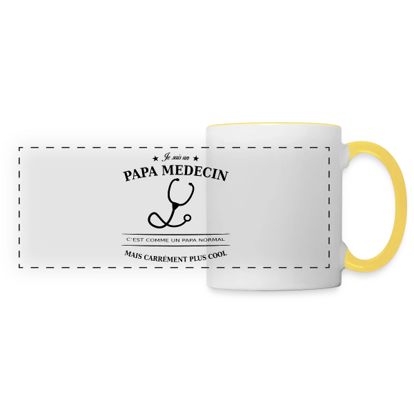 Papa Médecin Héroïque sur Mug panoramique contrasté et blanc
