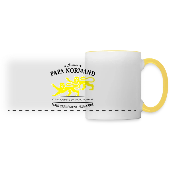 Papa Normand au Guépard Doré sur Mug panoramique contrasté et blanc