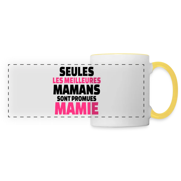 Maman Promue Mamie sur Mug panoramique contrasté et blanc