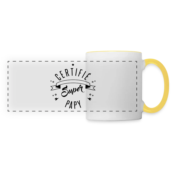 Certifié Super Papy sur Mug panoramique contrasté et blanc