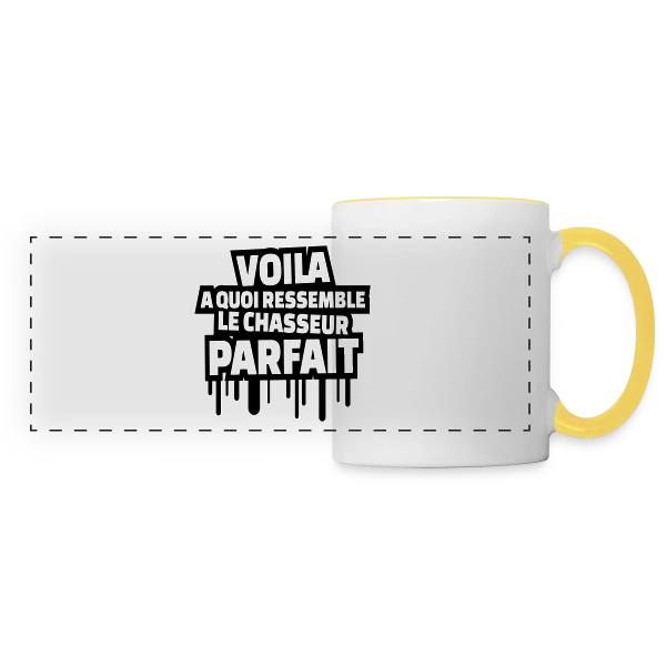 Le Chasseur Parfait : Humour Nature sur Mug panoramique contrasté et blanc